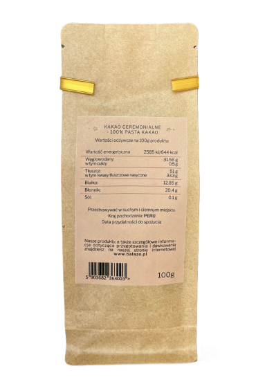 Kakao ceremonialne prawdziwe surowe z Peru criollo 100 g Przebudzenie