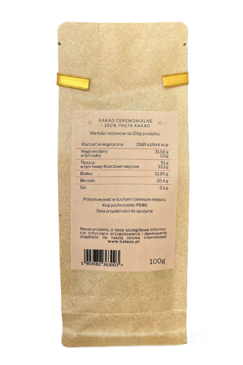 Kakao ceremonialne prawdziwe surowe z Peru criollo 100 g Przebudzenie