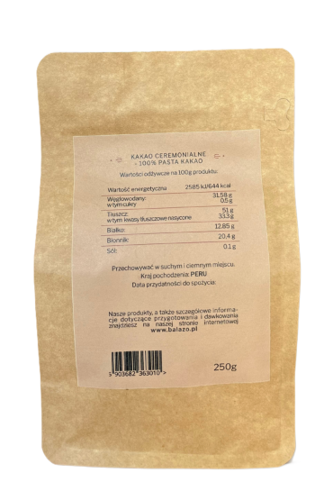 Kakao ceremonialne BIO prawdziwe z Peru criollo 250 g Przebudzenie