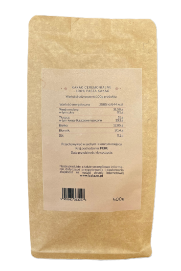 Kakao ceremonialne BIO prawdziwe z Peru criollo 500 g Przebudzenie