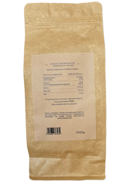 Kakao ceremonialne BIO prawdziwe z Peru criollo 1000 g Przebudzenie