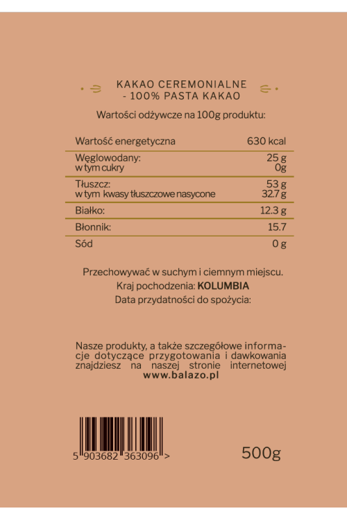 Kakao ceremonialne prawdziwe surowe z Kolumbii criollo  Cichy Szept